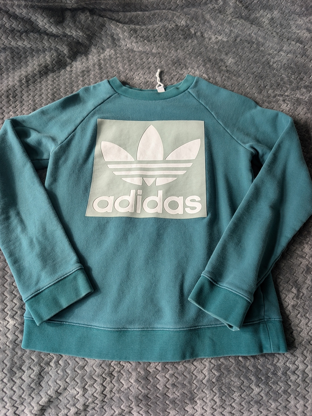 adidas Teal Crewneck Sweatshirt with White Trefoil Graphic
